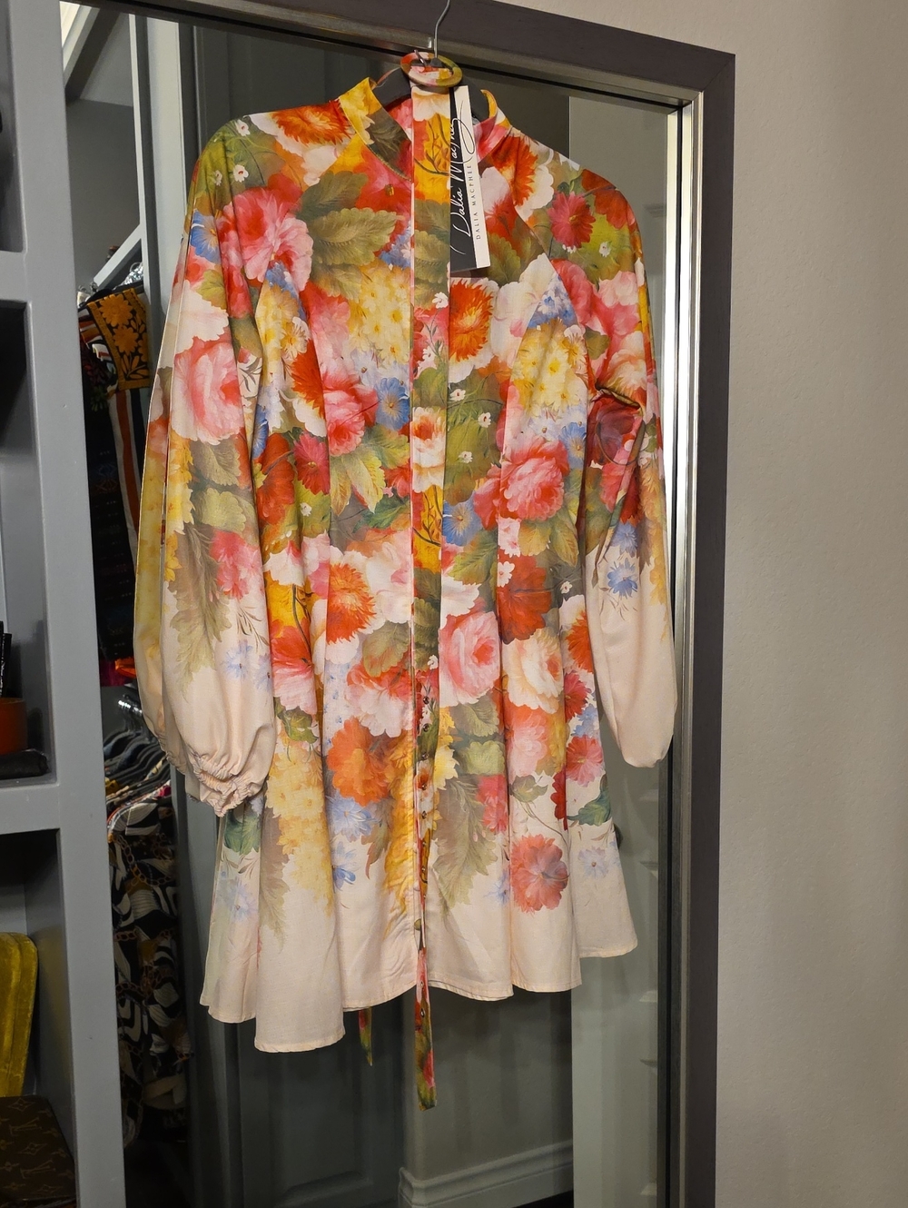Floral Tie-Front Trench Coat - Cream Multicolor